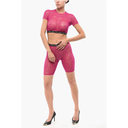 Dsquared² Lace Crop Top with Logoed Elastic Band