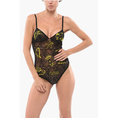 Dsquared² Lace Bodysuit with All-Over Embroideries