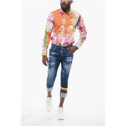 Dsquared² Dark Washed Sailor Fit Denims with Printed Bands 15cm