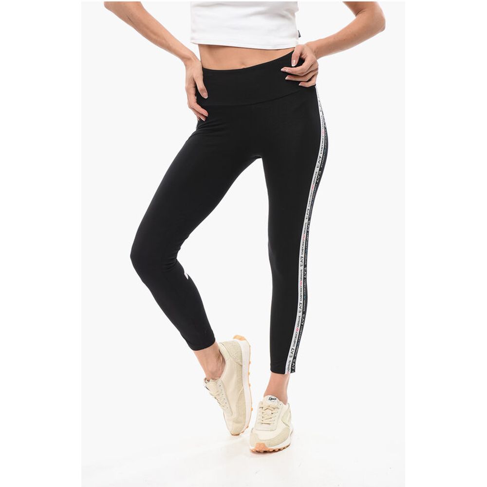 Armani EMPORIO EA7 Stretch Cotton Leggings with Logoed Side Band