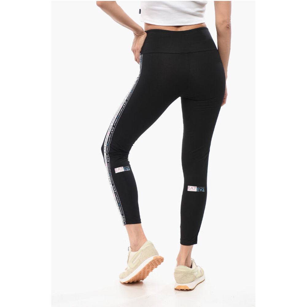 Armani EMPORIO EA7 Stretch Cotton Leggings with Logoed Side Band