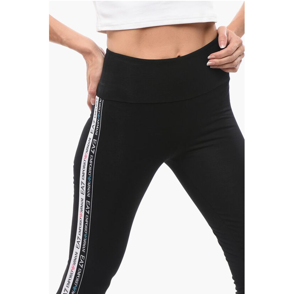 Armani EMPORIO EA7 Stretch Cotton Leggings with Logoed Side Band