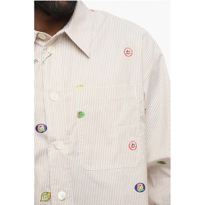 Kenzo Striped FRUIT STICKERS Cotton Shirt with Breast-pocket