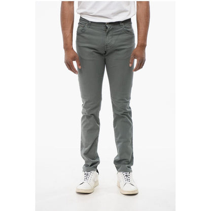 Corneliani ID Stretchy Cotton 5-pocket Pants with Embroidered Logo 17cm