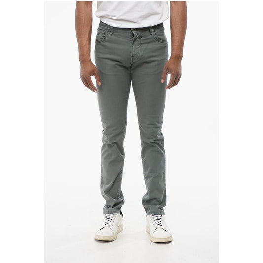 Corneliani ID Stretchy Cotton 5-pocket Pants with Embroidered Logo 17cm