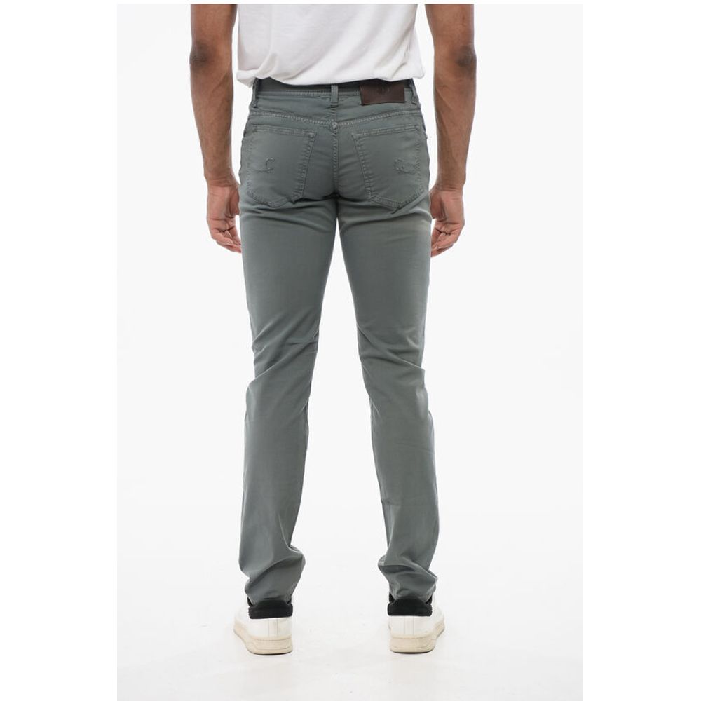 Corneliani ID Stretchy Cotton 5-pocket Pants with Embroidered Logo 17cm