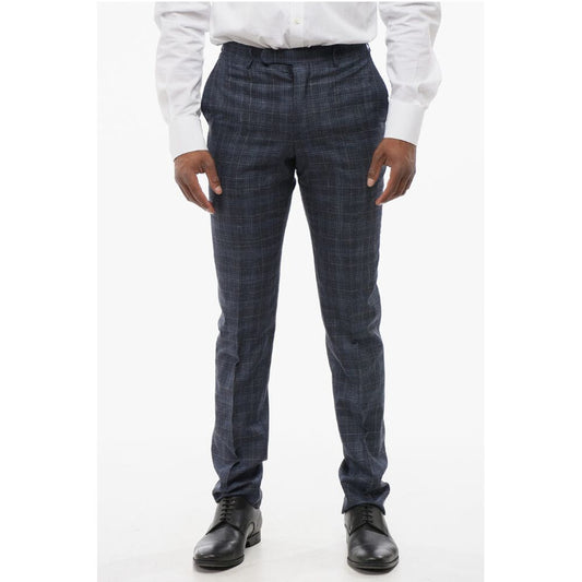 Corneliani CC COLLECTION Plaid Check Silk Blend Pants