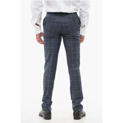 Corneliani CC COLLECTION Plaid Check Silk Blend Pants