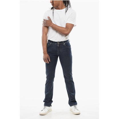Corneliani ID LUXURY DENIM Dark-washed Denims with Ton-sur-ton Embroide