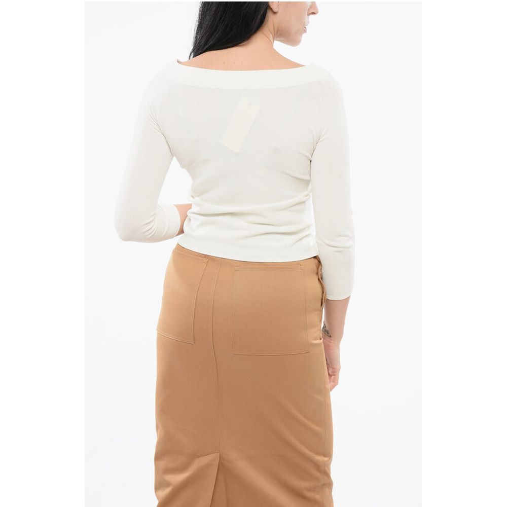 Roberto Collina Solid Color Lightweight Top with Boat Neckline