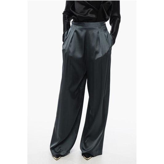 Fabiana Filippi Satin Palazzo Pants with Double-Pleats