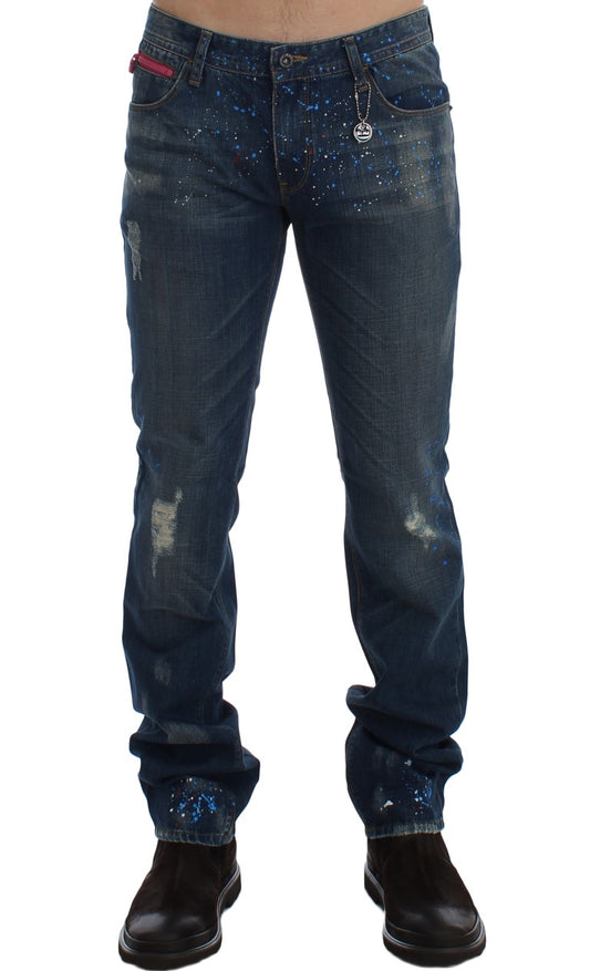 Costume National Chic Jeans slim fit dipinti con lavaggio blu