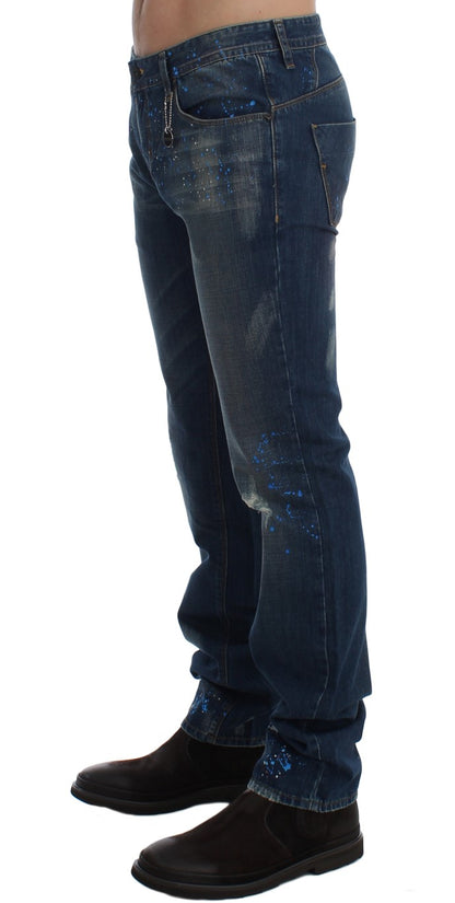 Costume National Chic Jeans slim fit dipinti con lavaggio blu