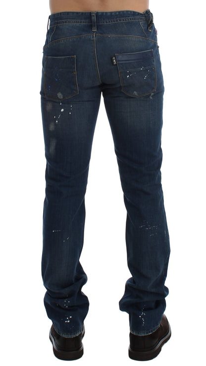 Costume National Chic Jeans slim fit dipinti con lavaggio blu