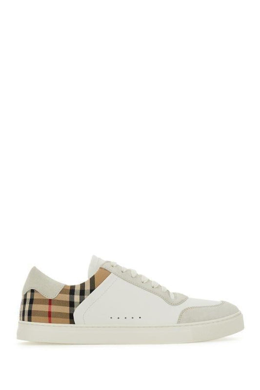 Burberry White Multicolor Calf Leather Sneakers - PER.FASHION