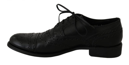 Dolce &amp; Gabbana eleganti scarpe derby con punta alari in pelle nera