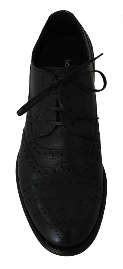 Dolce &amp; Gabbana eleganti scarpe derby con punta alari in pelle nera