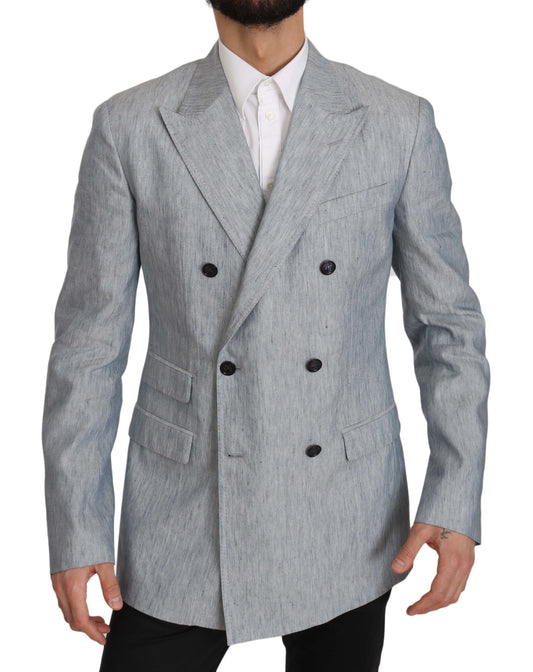 Dolce &amp; Gabbana Elegante Blazer Doppiopetto Azzurro