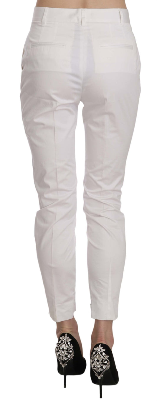 Pantaloni eleganti in misto cotone bianco Dolce &amp; Gabbana