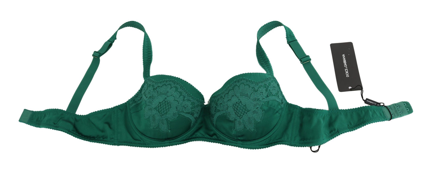 Dolce &amp; Gabbana Incantevole reggiseno di seta in pizzo floreale verde