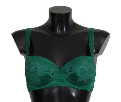 Dolce &amp; Gabbana Incantevole reggiseno di seta in pizzo floreale verde