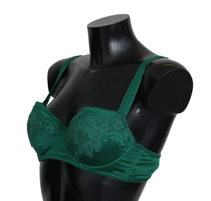 Dolce &amp; Gabbana Incantevole reggiseno di seta in pizzo floreale verde