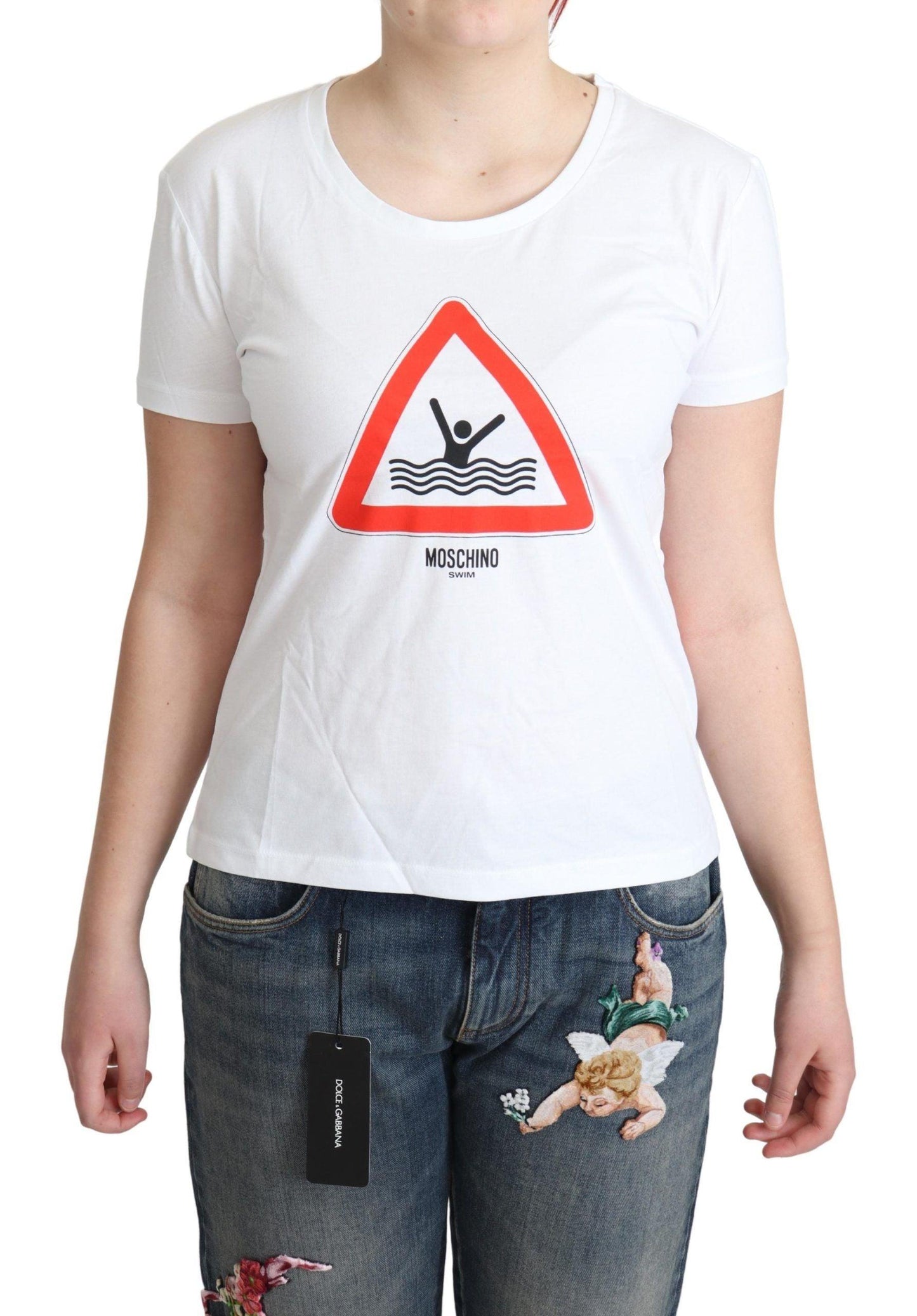 Moschino Chic Triangle Graphic Cotton Tee - PER.FASHION