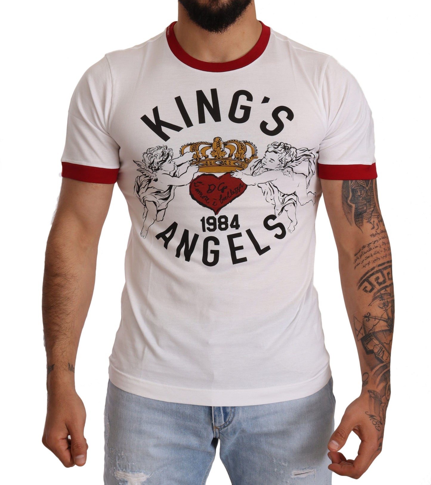 Dolce &amp; Gabbana Изысканная хлопковая футболка с ангельским мотивом