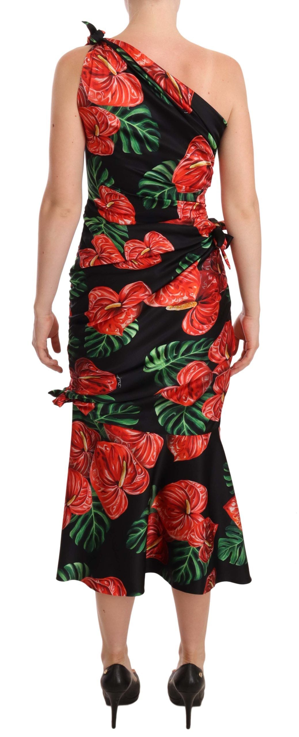 Dolce &amp; Gabbana Элегантное шелковое драпированное платье с цветочным принтом