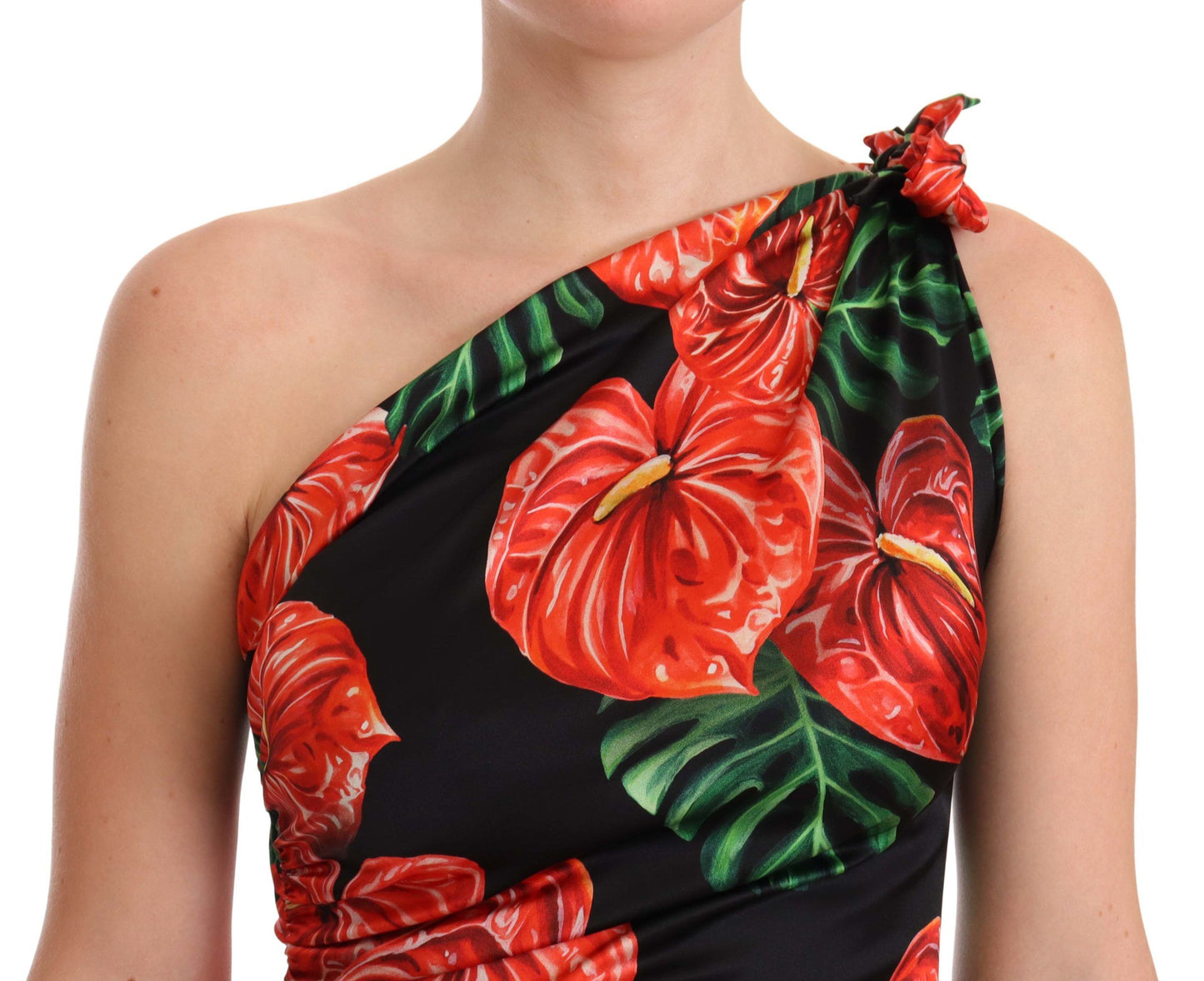 Dolce &amp; Gabbana Элегантное шелковое драпированное платье с цветочным принтом