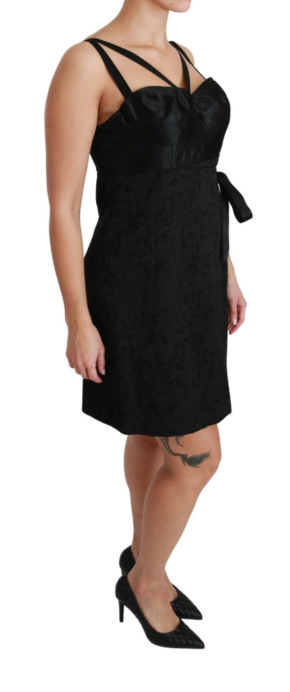 Dolce &amp; Gabbana Элегантное черное жаккардовое платье-футляр