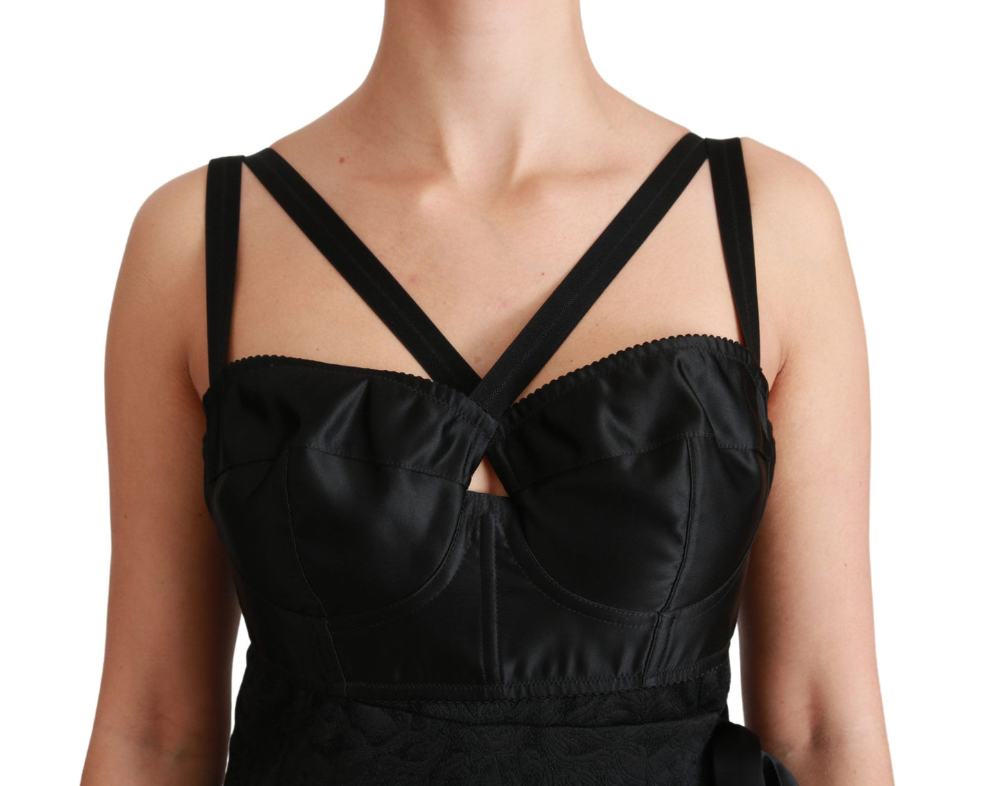 Dolce &amp; Gabbana Элегантное черное жаккардовое платье-футляр
