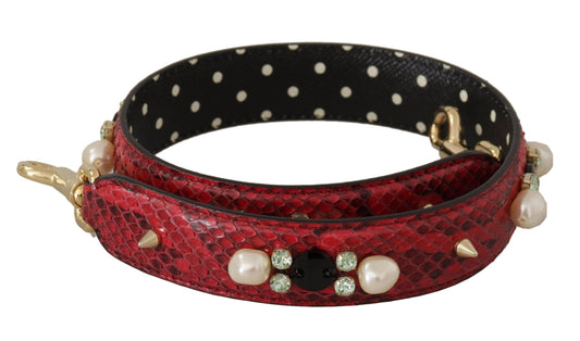 Dolce & Gabbana Elegant Red Python Leather Shoulder Strap - PER.FASHION