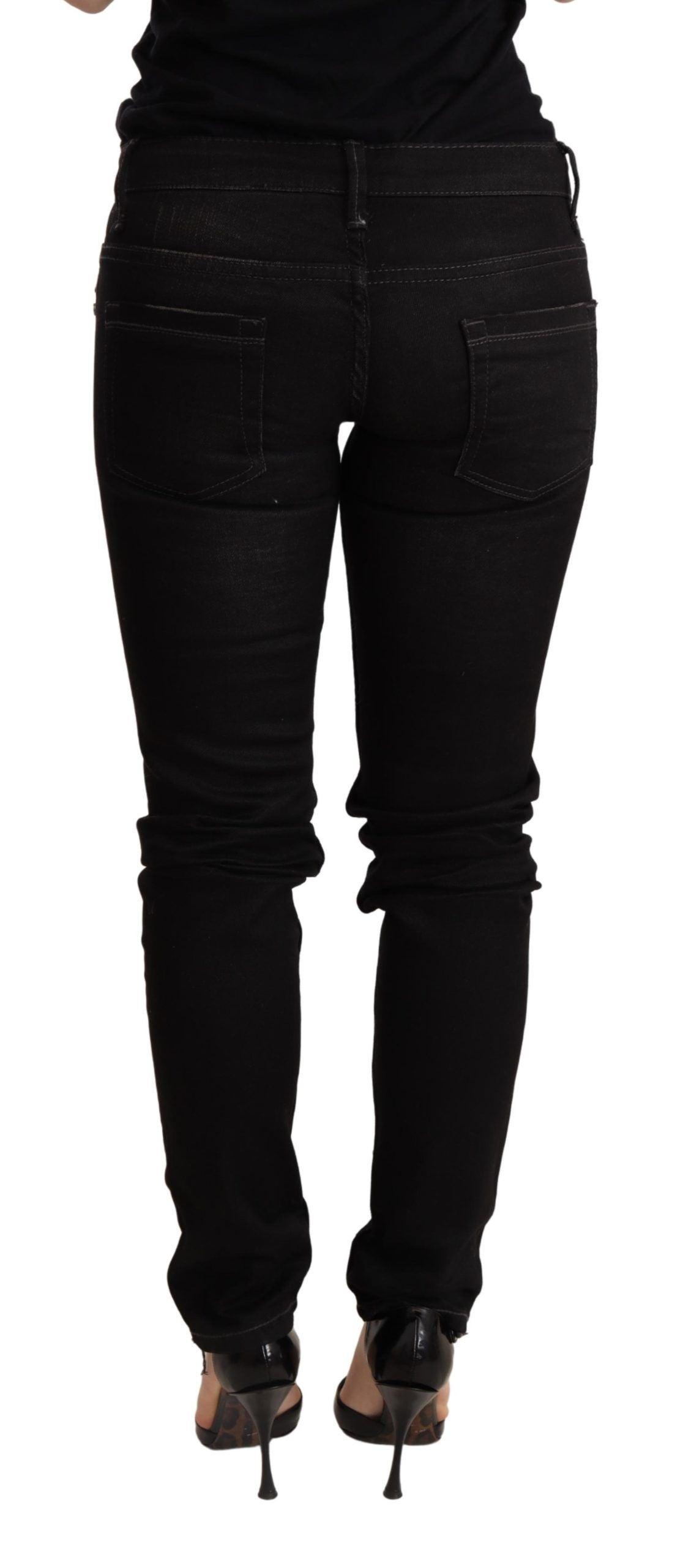 Acht Chic Black Low Waist Skinny Denim - PER.FASHION