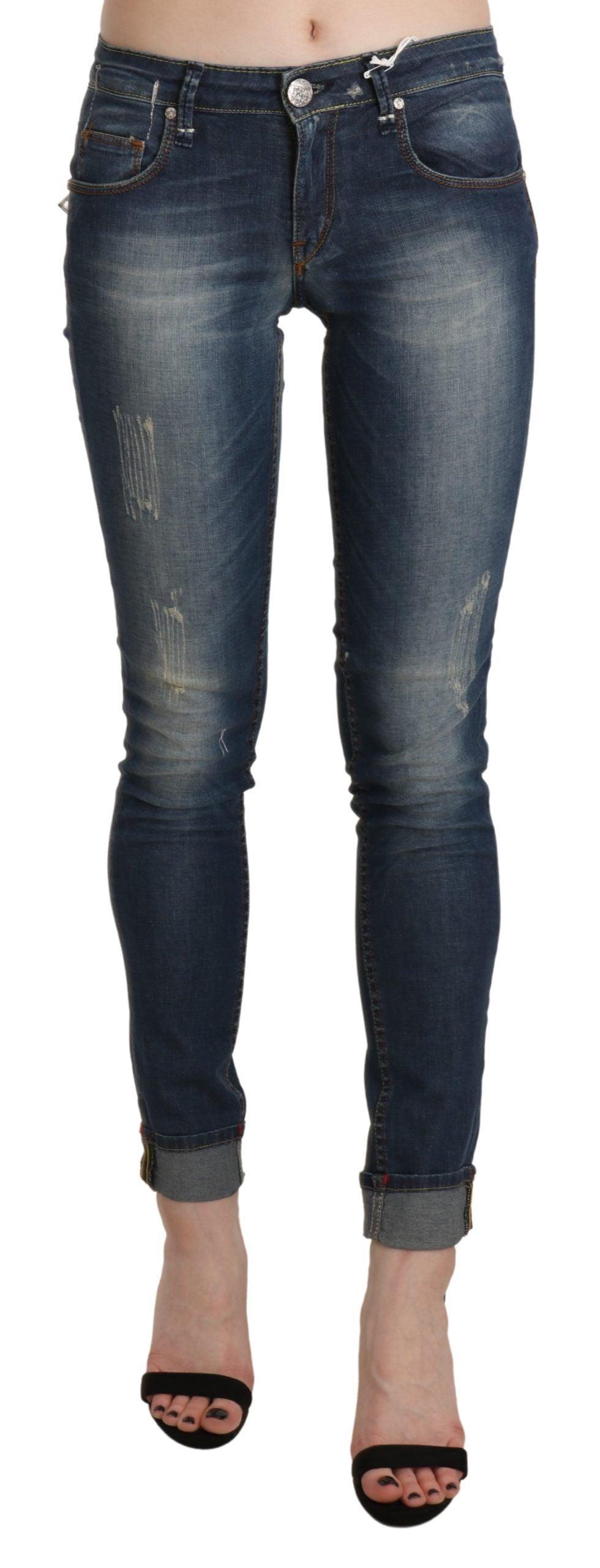 Acht Chic Blue Washed Skinny Cropped Jeans - PER.FASHION