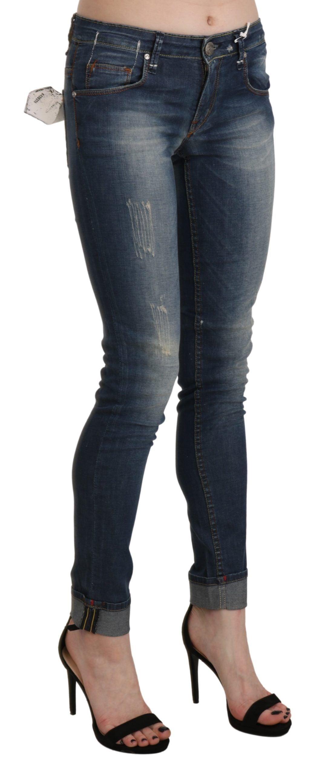Acht Chic Blue Washed Skinny Cropped Jeans - PER.FASHION