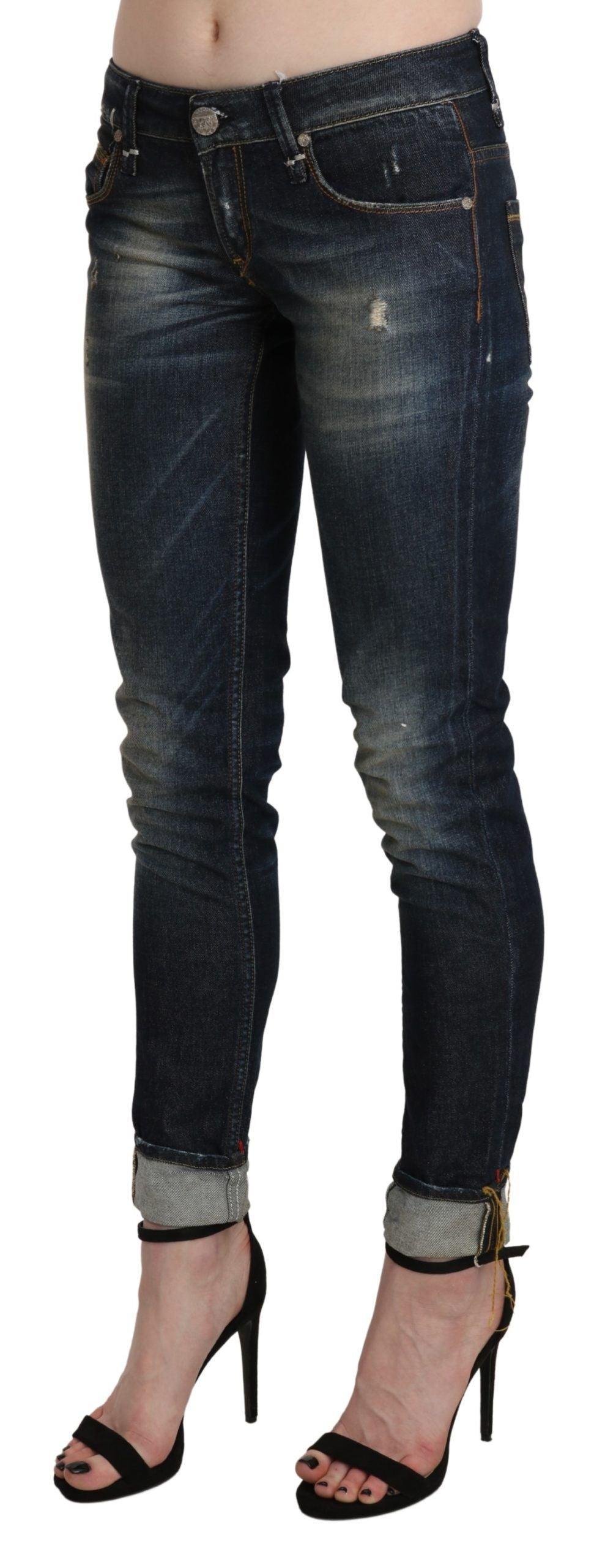 Acht Chic Dark Blue Skinny Cropped Jeans - PER.FASHION