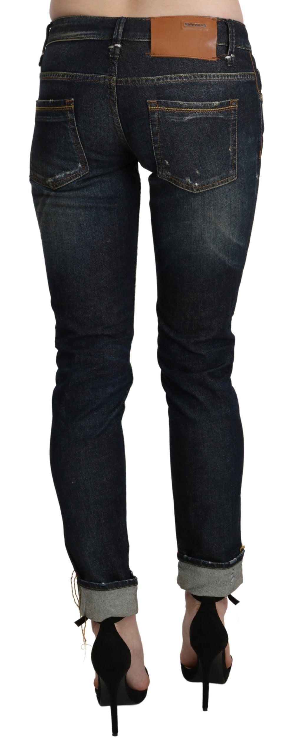 Acht Chic Dark Blue Skinny Cropped Jeans - PER.FASHION