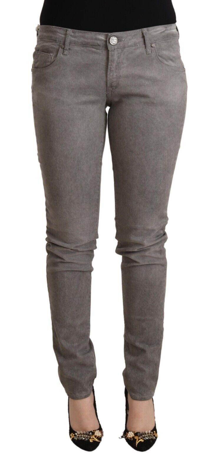 Acht Chic Gray Low Waist Skinny Cotton Jeans - PER.FASHION