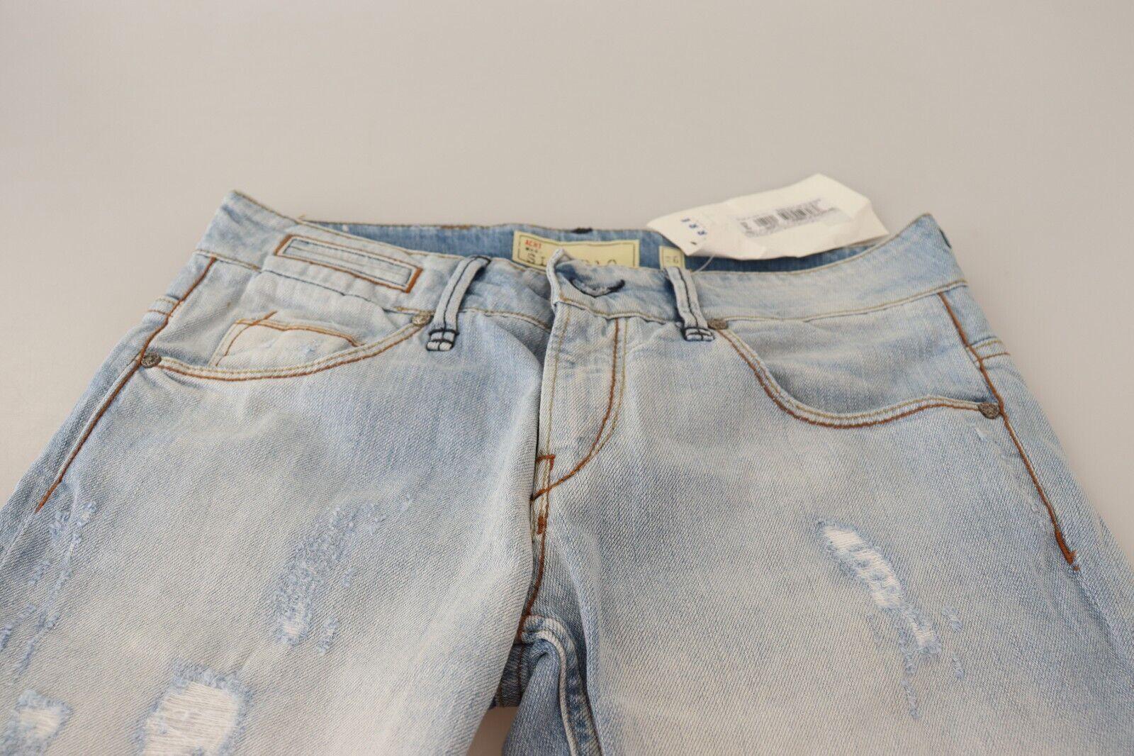 Acht Chic Light-Blue Folded Hem Denim Jeans - PER.FASHION