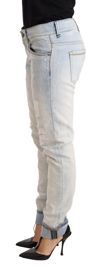 Acht Chic Light-Blue Folded Hem Denim Jeans - PER.FASHION