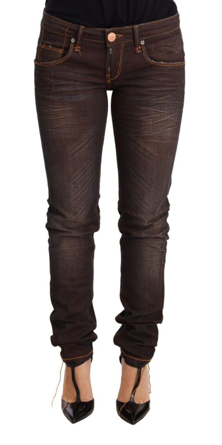 Acht Chic Low Waist Skinny Brown Jeans - PER.FASHION