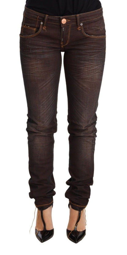 Acht Chic Low Waist Skinny Brown Jeans - PER.FASHION