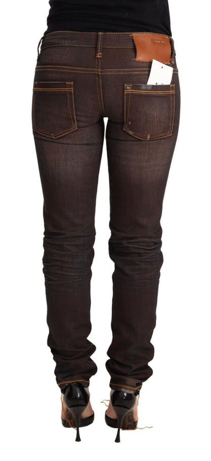 Acht Chic Low Waist Skinny Brown Jeans - PER.FASHION