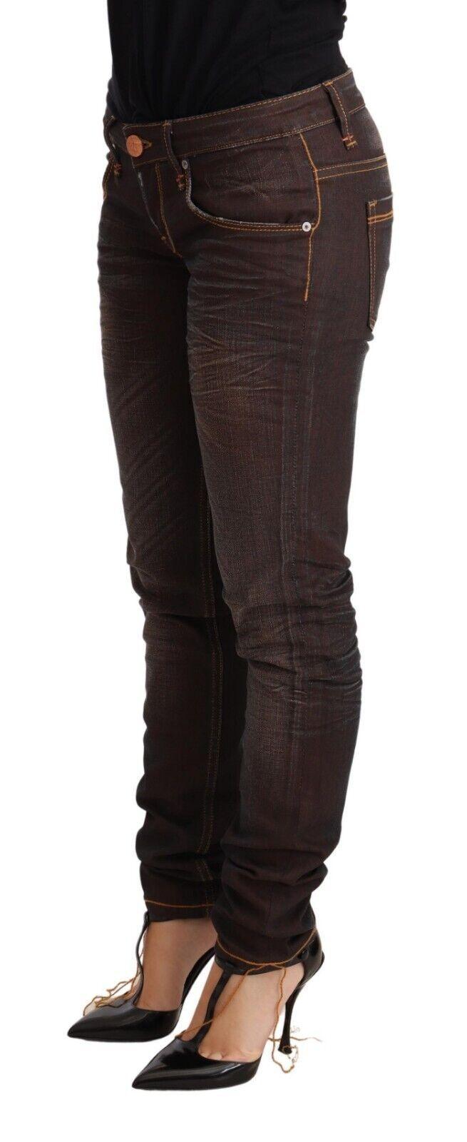 Acht Chic Low Waist Skinny Brown Jeans - PER.FASHION