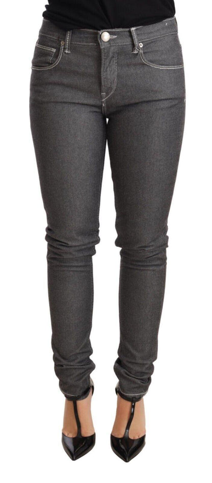 Acht Elegant Gray Mid Waist Skinny Jeans - PER.FASHION