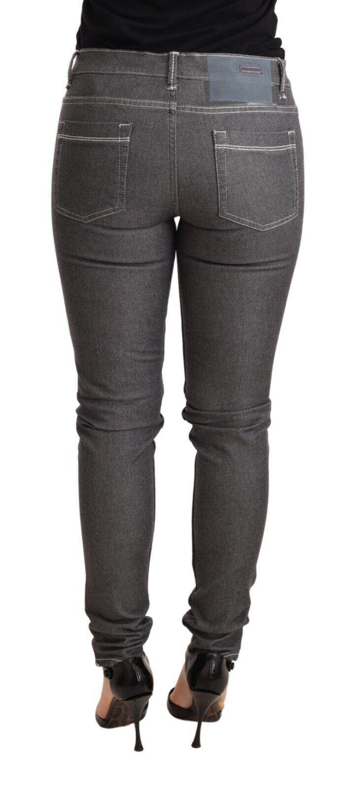 Acht Elegant Gray Mid Waist Skinny Jeans - PER.FASHION