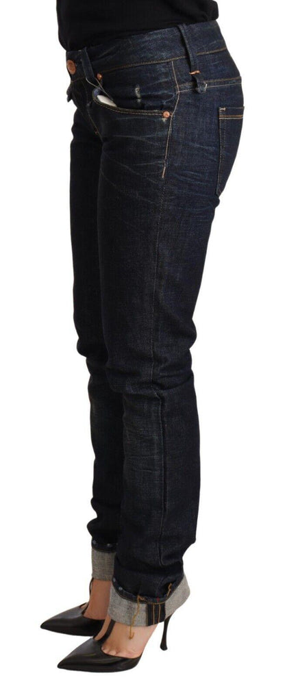 Acht Elegant Low Waist Skinny Dark Blue Jeans - PER.FASHION