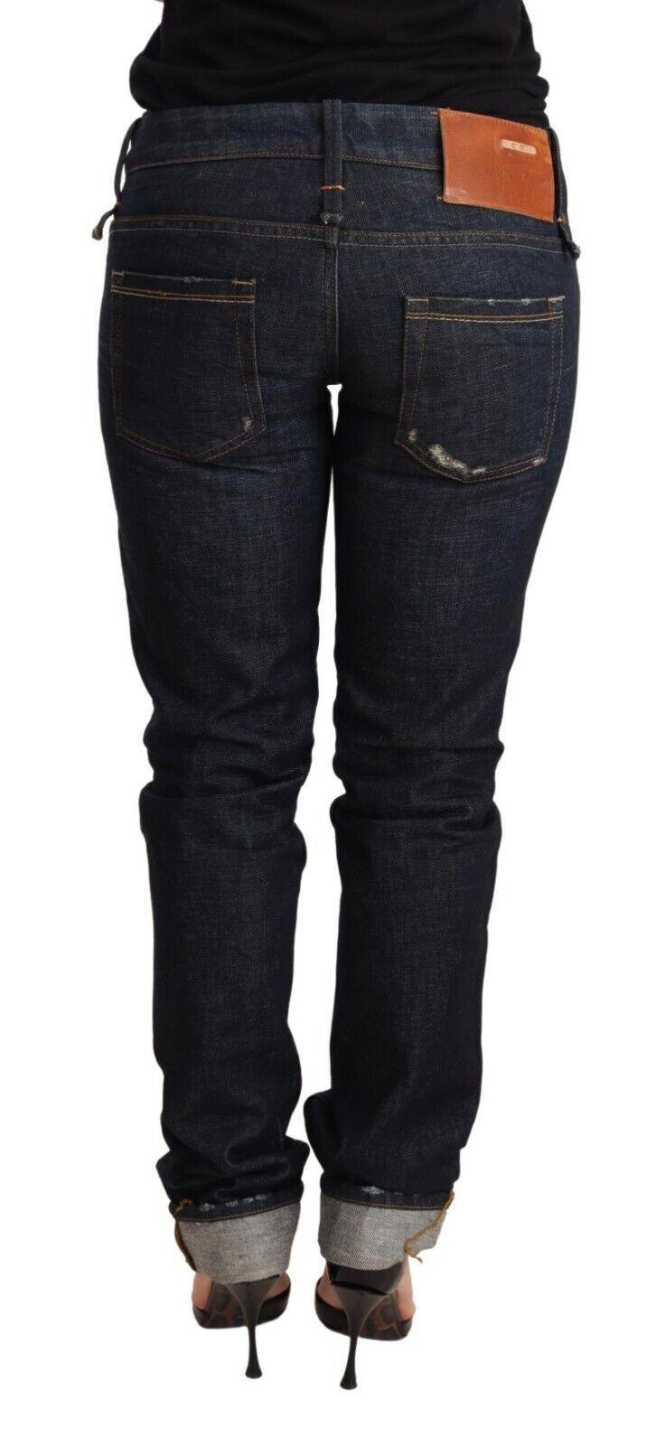 Acht Elegant Low Waist Skinny Dark Blue Jeans - PER.FASHION