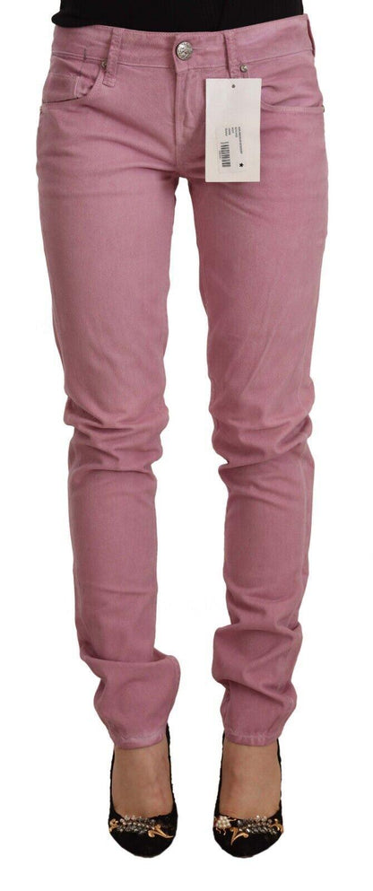 Acht Elegant Pink Slim Fit Denim Jeans - PER.FASHION